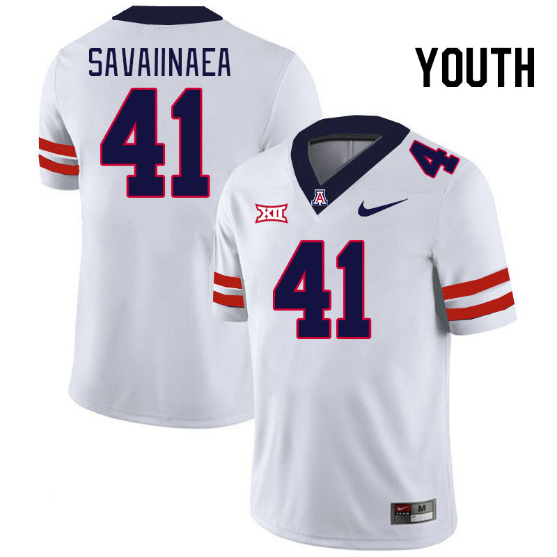 Youth #41 Julian Savaiinaea Arizona Wildcats Big 12 Conference College Football Jerseys Stitched-Whi